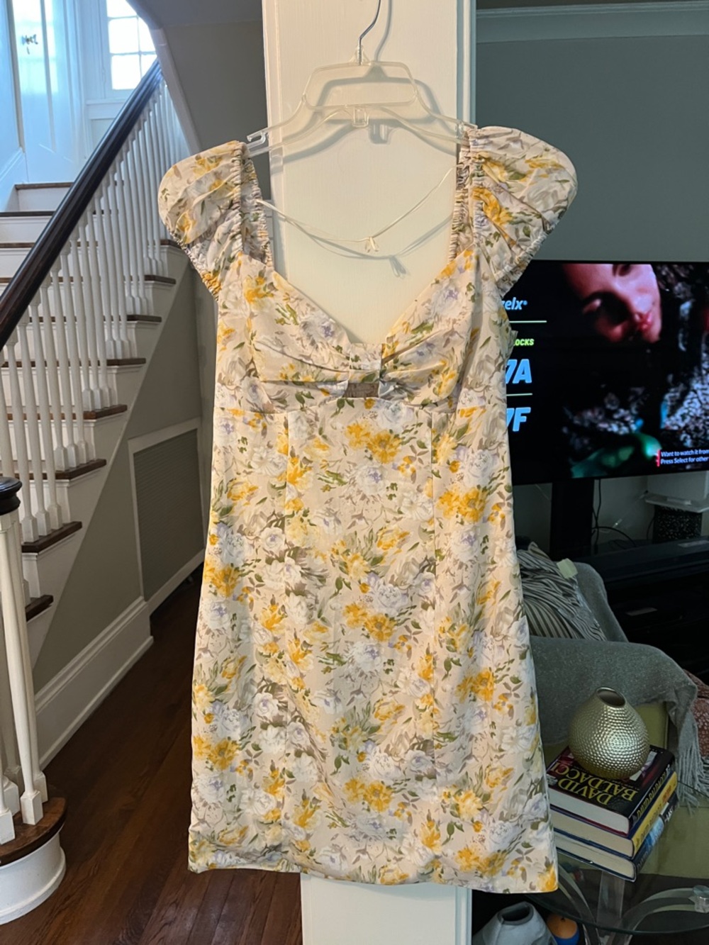 Adorable Yellow Floral Print Sun Dress